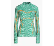 Printed stretch-cotton jersey top - Green