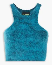 ARG Cropped brushed stretch-knit top - Blue Blue