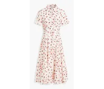 Jody floral-print Swiss-dot cotton-blend midi shirt dress - Pink