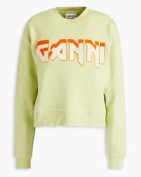 Ganni Embroidered cotton-fleece sweatshirt - Green Green