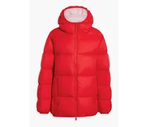 Quilted printed shell hooded down jacket - Red