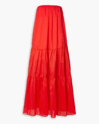 Matteau Strapless tiered cotton and silk-blend poplin maxi dress - Red Red