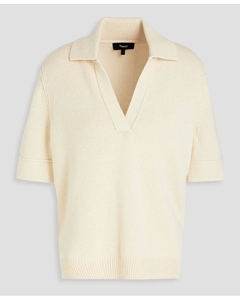 Theory Cotton and cashmere-blend polo sweater - White White