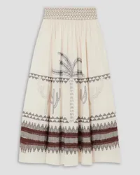 Emporio Sirenuse Nicole embroidered linen and cotton-blend voile maxi skirt - White White