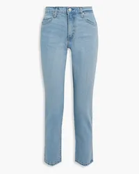 Nobody Denim Kennedy cropped embroidered high-rise straight-leg jeans - Blue Blue