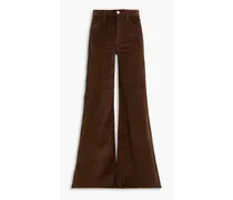 Cotton-blend corduroy wide-leg pants - Brown