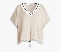 Mélange cashmere and silk-blend top - Neutral