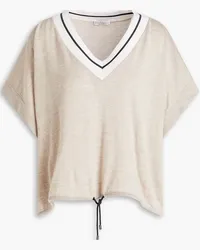 Brunello Cucinelli Mélange cashmere and silk-blend top - Neutral Neutral