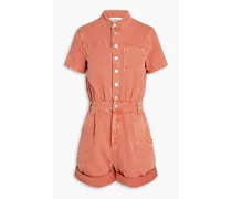 Combinaison Daquila gathered mélange cotton and linen-blend twill playsuit - Pink