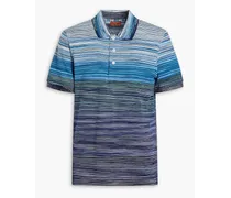 Space-dyed cotton-piqué polo shirt - Blue