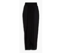 Draped stretch-cupro jersey maxi skirt - Black