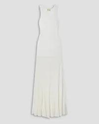 KHAITE Paneled ribbed-knit maxi dress - White White