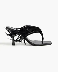 Alexander Wang Ivy 85 feather-embellished leather sandals - Black Black