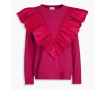 Ruffled French cotton-blend terry sweatshirt - Pink