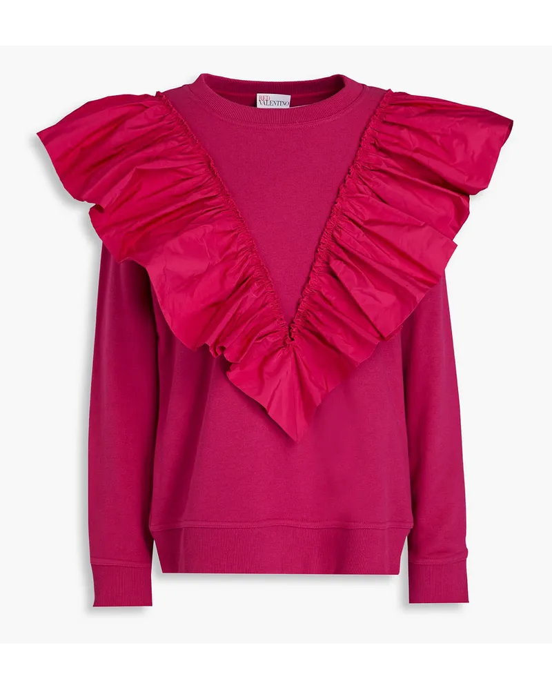 RED Valentino Ruffled French cotton-blend terry sweatshirt - Pink Pink