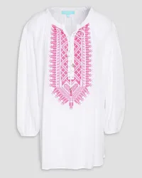 Melissa Odabash Simona gathered embroidered woven top - White White