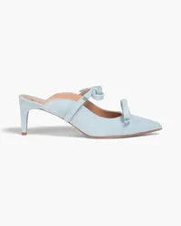 RED Valentino Bow-detailed suede mules - Blue Blue