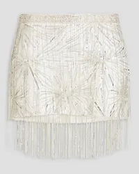 Retrofête Beatrix fringed embellished crepe mini skirt - White White