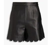Scalloped leather shorts - Black