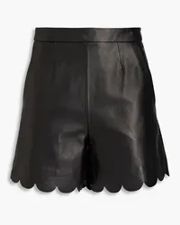 RED Valentino Scalloped leather shorts - Black Black