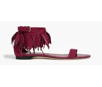 Fringed suede sandals - Purple