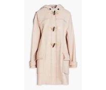 Checked wool-blend hooded coat - Pink