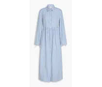 Striped TENCEL™ and cotton-blend poplin maxi shirt dress - Blue