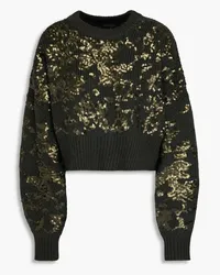 Rag & Bone Cropped sequin-embellished wool-bend sweater - Green Green