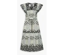 Clemence cutout patchwork cotton-voile midi dress - Black