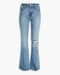 Frame Denim Le High distressed high-rise flared jeans - Blue Blue