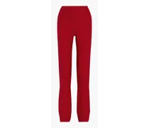 Silk and wool-blend crepe straight-leg pants - Red