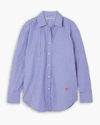 Alexander Wang Appliquéd striped cotton-poplin shirt - Blue Blue