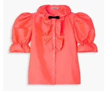 Lou bow-embellished ruffled taffeta blouse - Orange