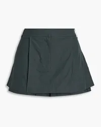 tibi Pleated cotton-sateen mini skirt - Green Green