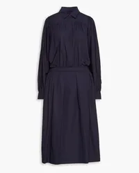 Marni Pleated cotton-poplin midi shirt dress - Blue Blue