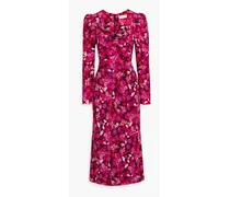 Branble floral-print silk-crepe midi dress - Pink