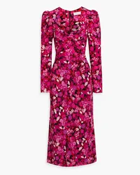 Rebecca Vallance Branble floral-print silk-crepe midi dress - Pink Pink