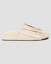 Jil Sander Gathered leather platform slides - White White