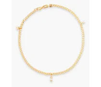 24-karat gold-plated recycled sterling silver multi-stone anklet - Metallic