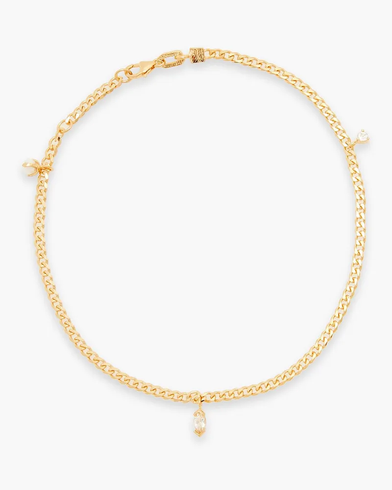 Cornelia Webb 24-karat gold-plated recycled sterling silver multi-stone anklet - Metallic Metallic