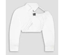 Galliga asymmetric cutout cotton-blend poplin shirt - White