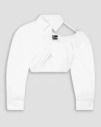 Jacquemus Galliga asymmetric cutout cotton-blend poplin shirt - White White