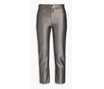 Cropped metallic high-rise straight-leg jeans - Metallic