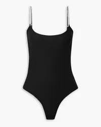 ALIX Hirst crystal-embellished cutout stretch-jersey thong bodysuit - Black Black