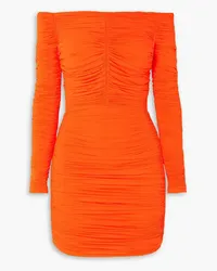 Alex Perry Hadley off-the-shoulder ruched stretch-jersey mini dress - Orange Orange