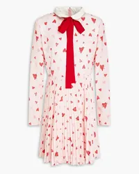 RED Valentino Pussy-bow printed crepe de chine mini dress - Pink Pink