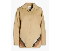 Chamonix embroidered brushed wool-blend felt jacket - Neutral