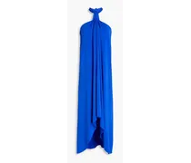 Knotted stretch-jersey halterneck dress - Blue