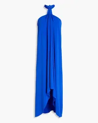 Halston Knotted stretch-jersey halterneck dress - Blue Blue