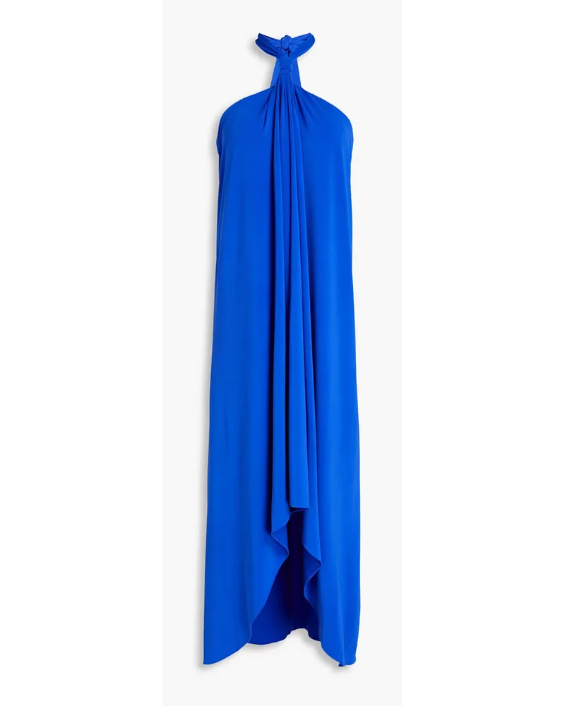 Halston Knotted stretch-jersey halterneck dress - Blue Blue